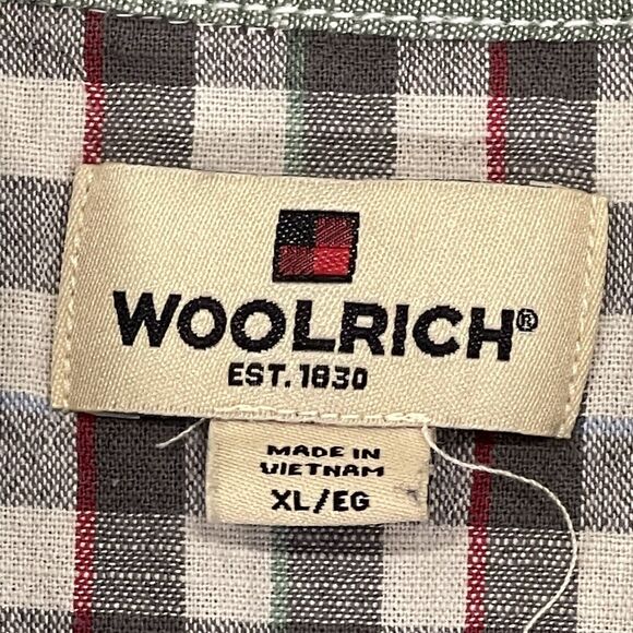 Woolrich Shirt Men XL Green Short Sleeve Cotton Pockets Button Front Collared - Picture 5 of 13